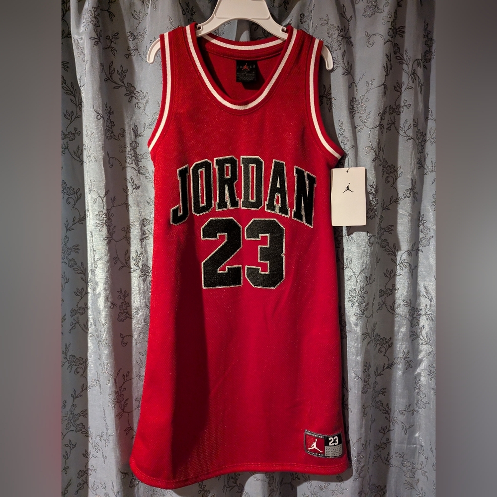 Girls Sleeveless T-shirt Jersey Dress Jordan 23 Red Medium (M) 10-12 NWT